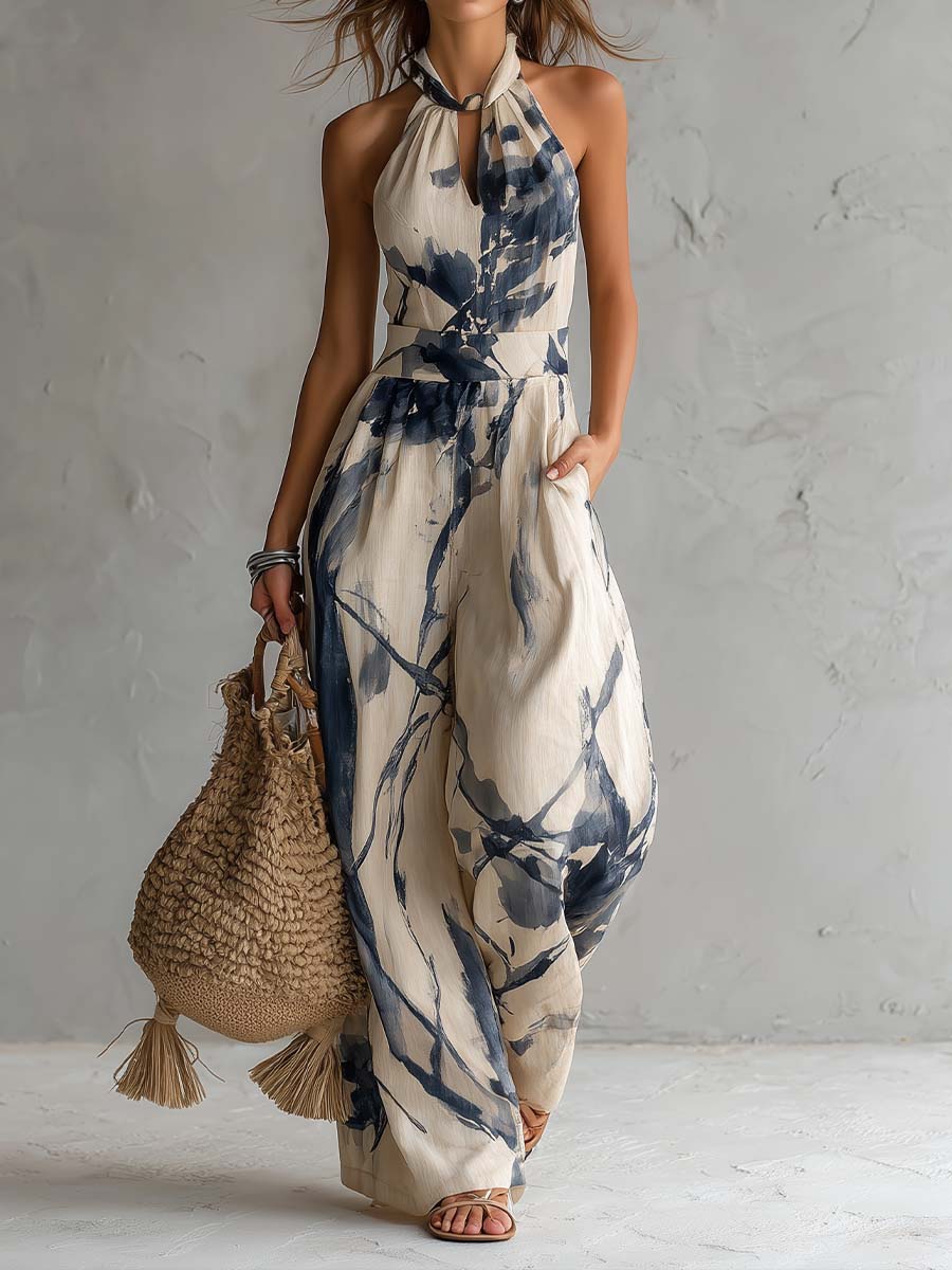 Corinne | Halter-Neck Wide-Leg Jumpsuit