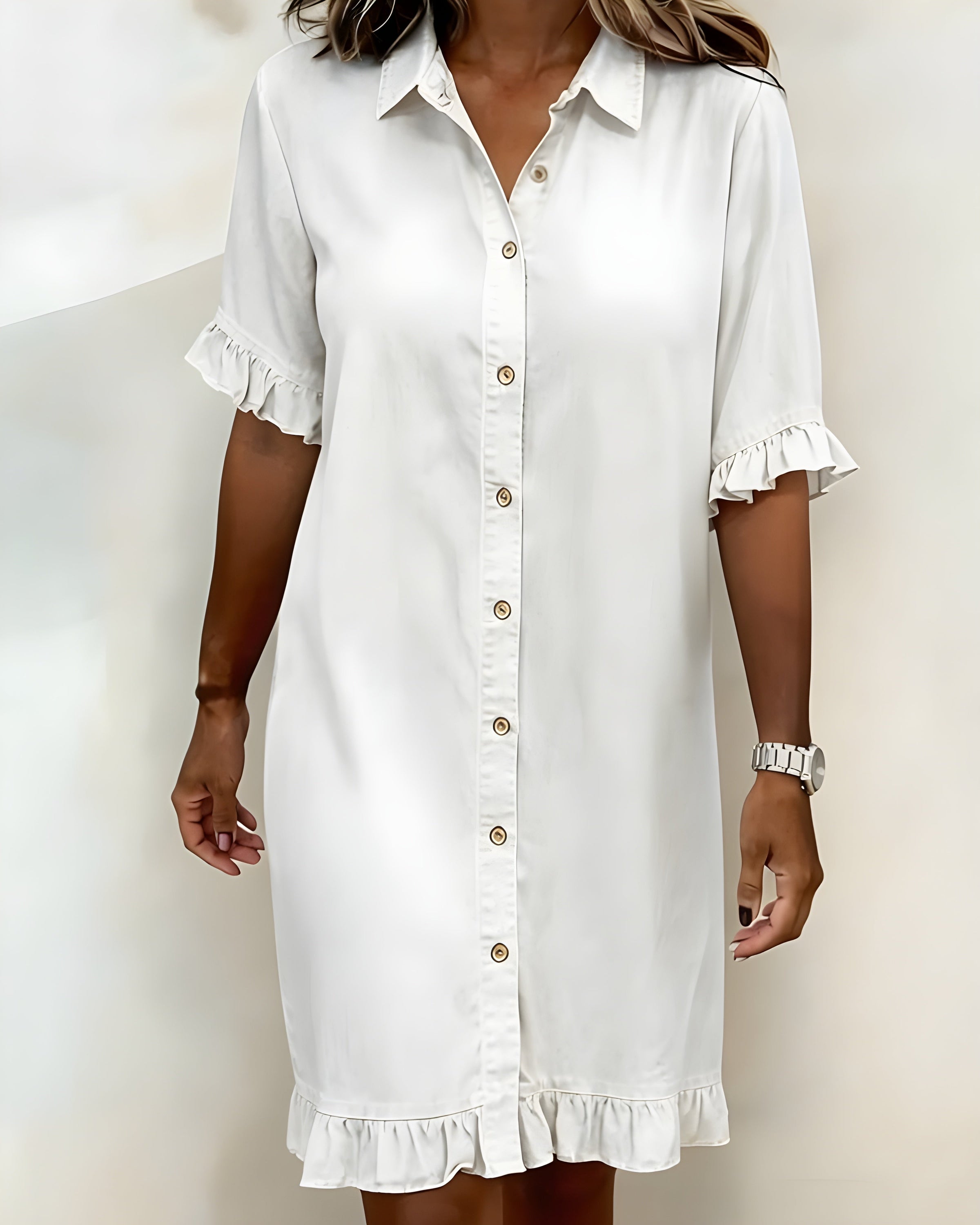 Katie | Effortlessly Flattering Ruched Denim Dress