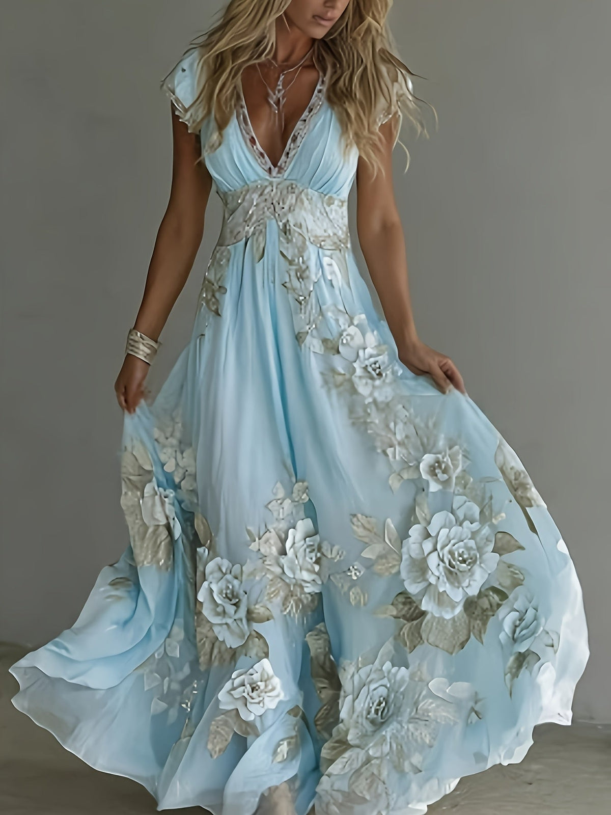 Linda | Short-Sleeved Maxi Dress