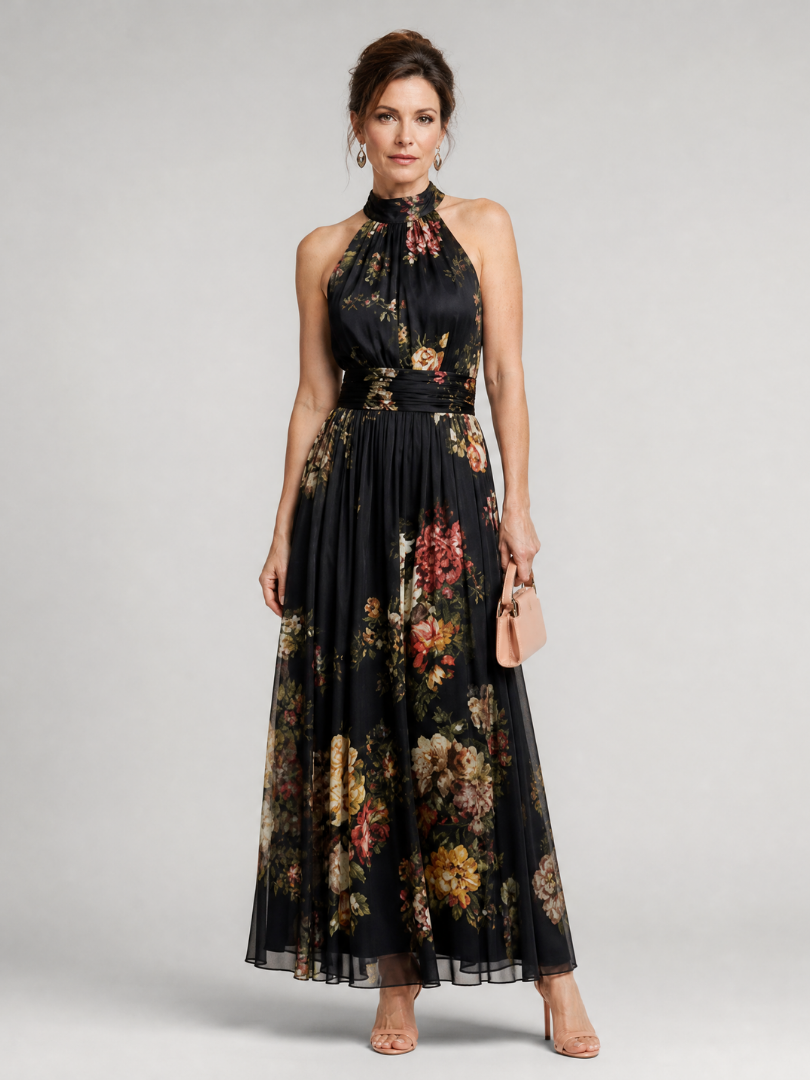 Emma | Floral Halter Neck Midi Dress