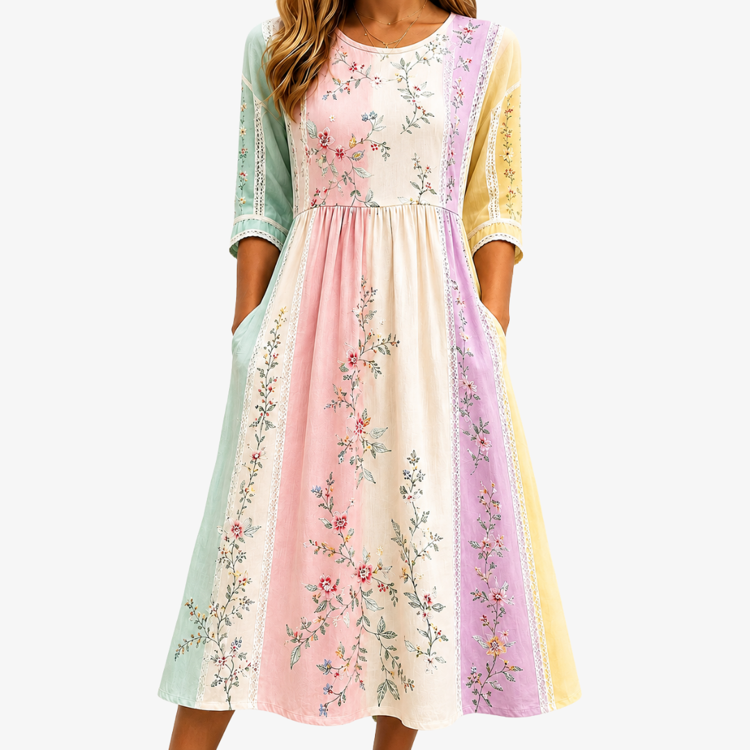 Harper | Pastel Garden Pocket Midi Dress