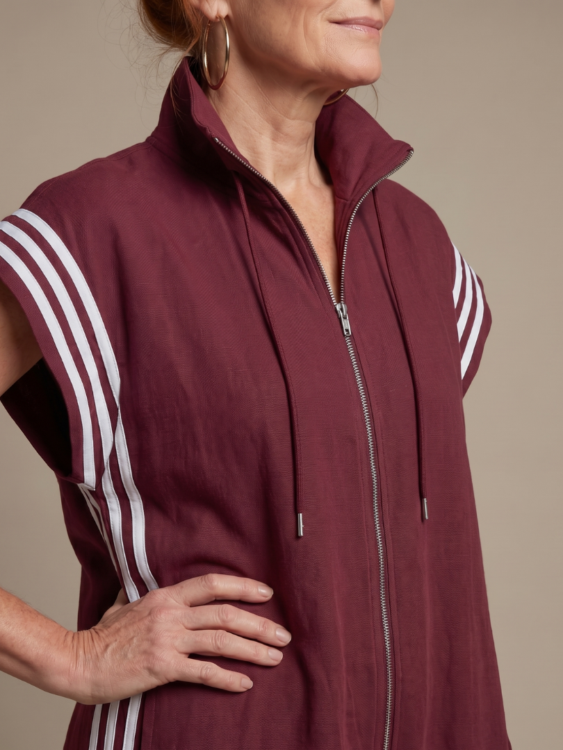 Farrah | Zip Front Stripe Panel Jumpsuit