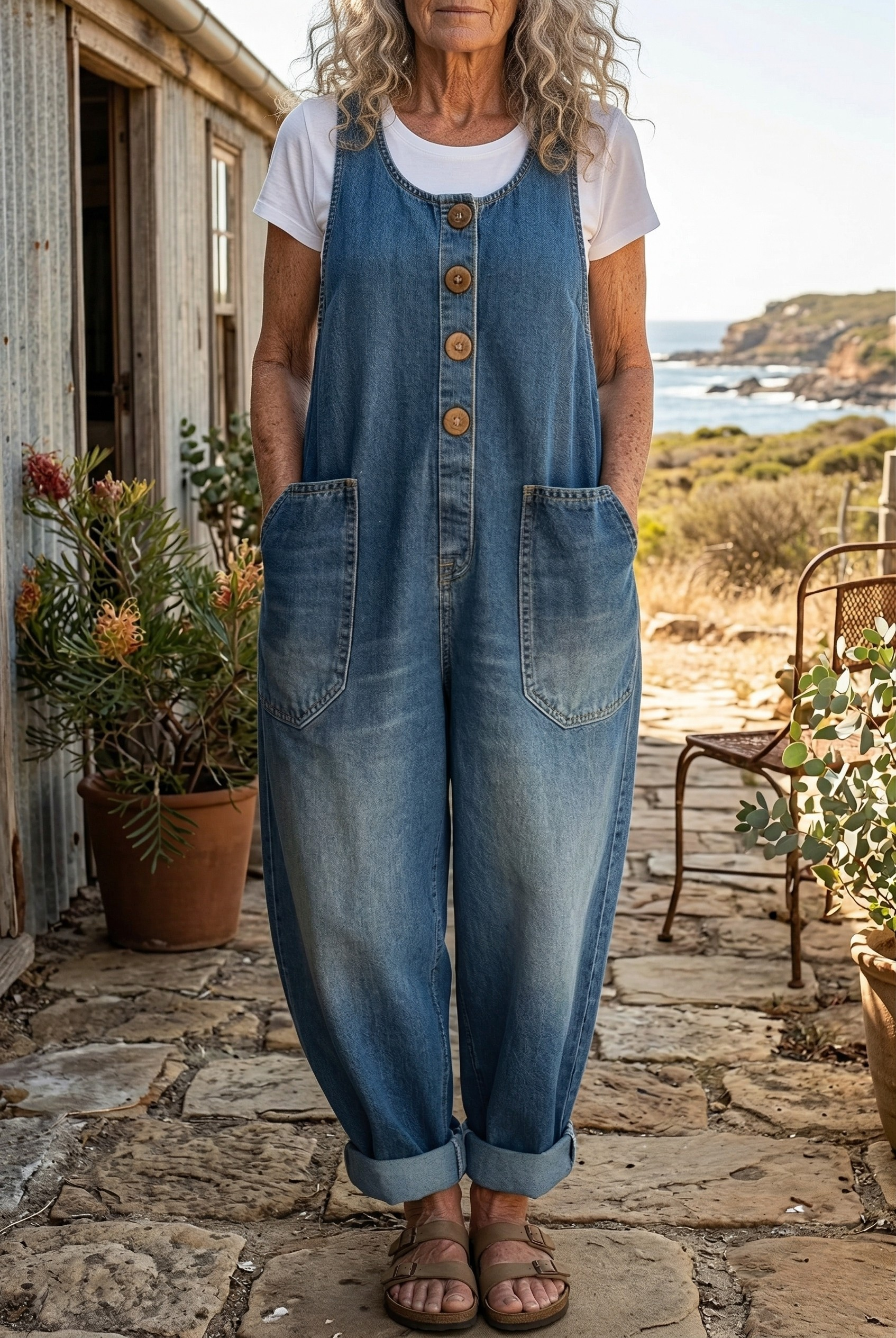 Lettie™ Vintage Washed Denim Dungaree