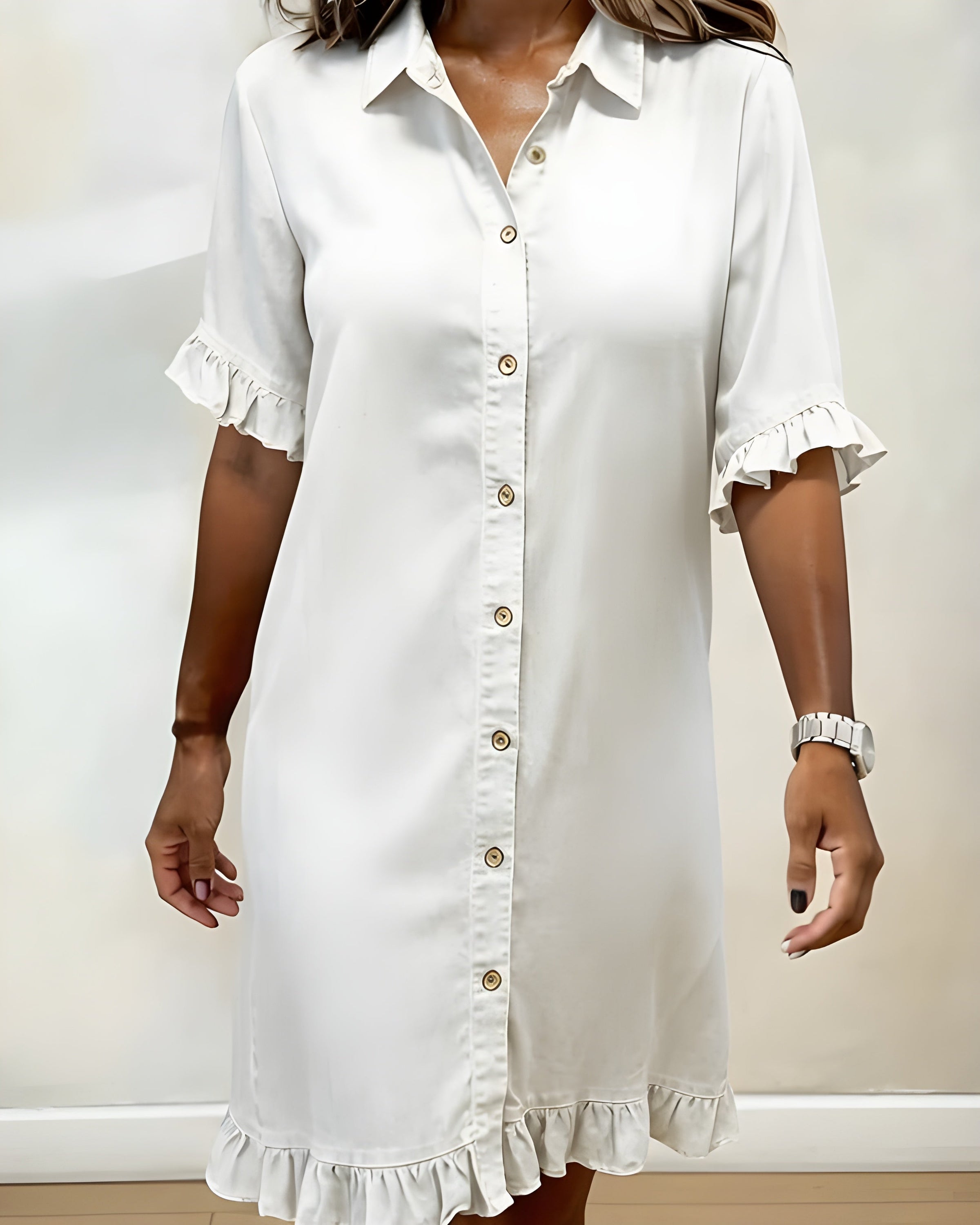 Katie | Effortlessly Flattering Ruched Denim Dress