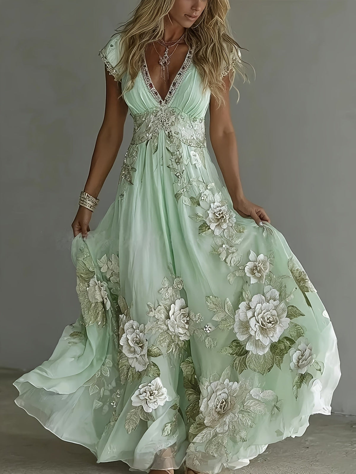 Linda | Short-Sleeved Maxi Dress