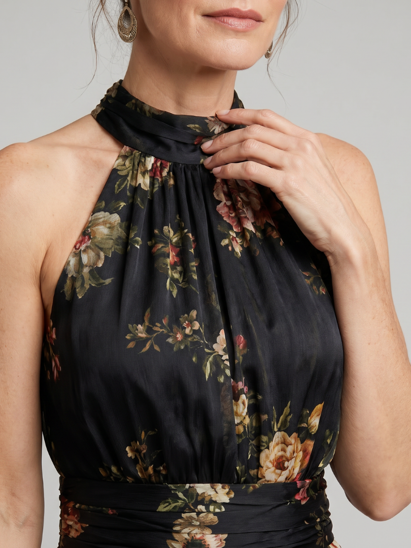 Emma | Floral Halter Neck Midi Dress
