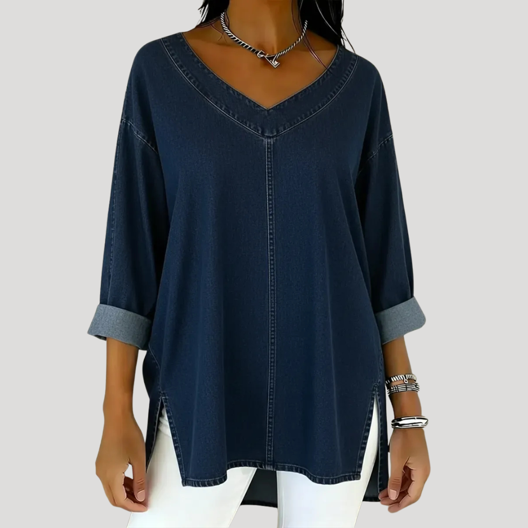 Selena™ Vintage Oversized Denim Top