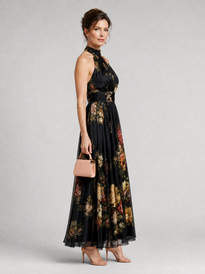 Emma | Floral Halter Neck Midi Dress