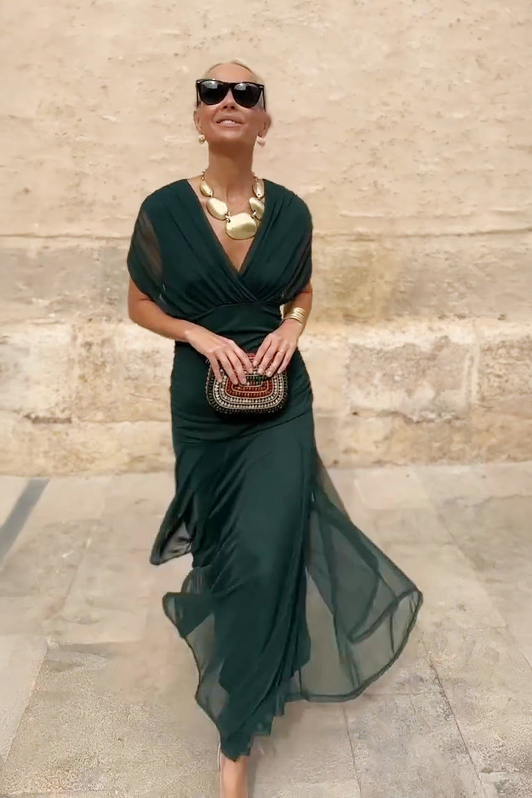 Emelia™ Elegant V-Neck Maxi Dress