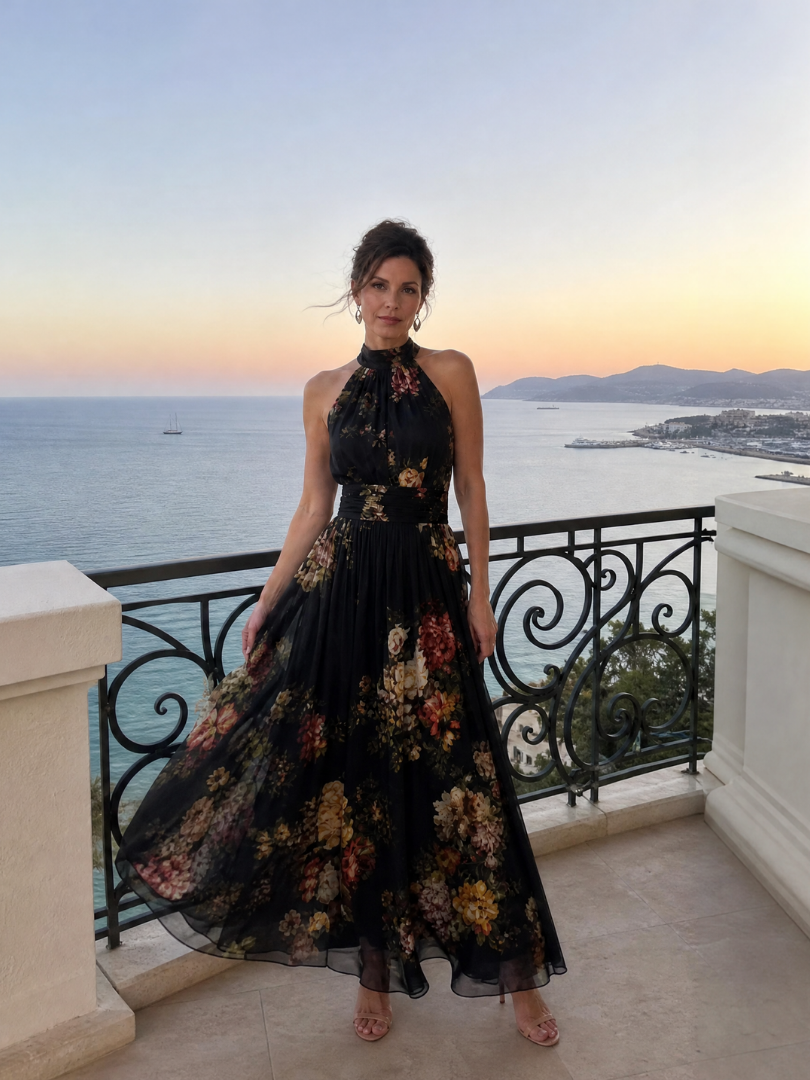 Emma | Floral Halter Neck Midi Dress