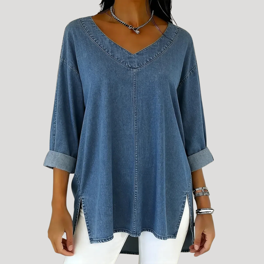 Selena™ Vintage Oversized Denim Top