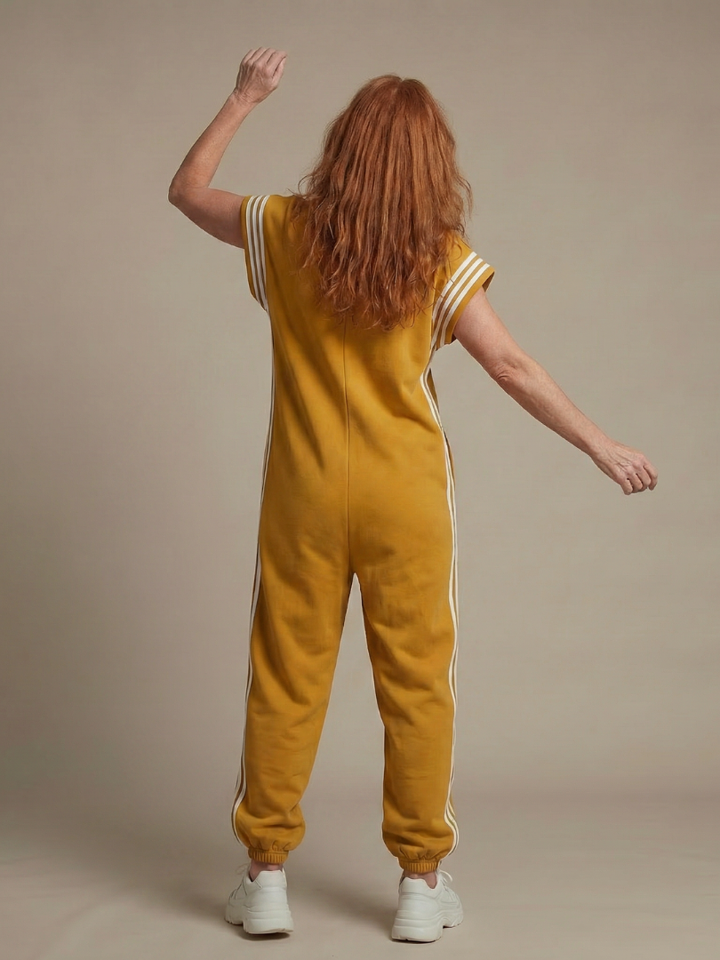 Farrah | Zip Front Stripe Panel Jumpsuit