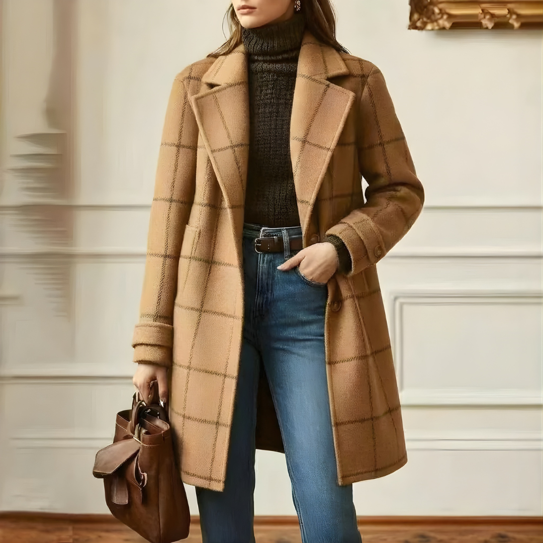 Kora™ Long Tweed Plaid Coat