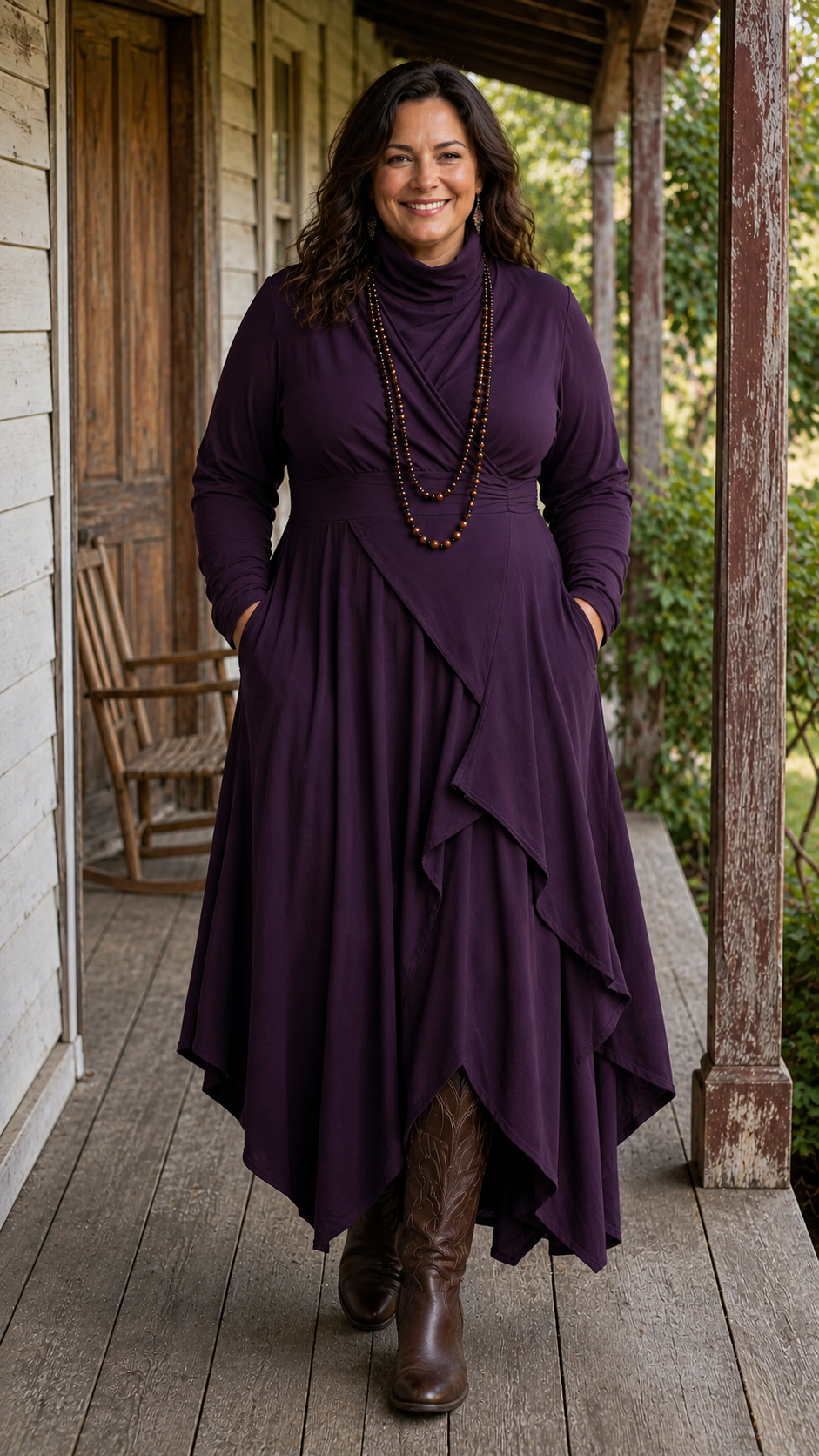 Arielle Vintage Asymmetrical Turtleneck Dress