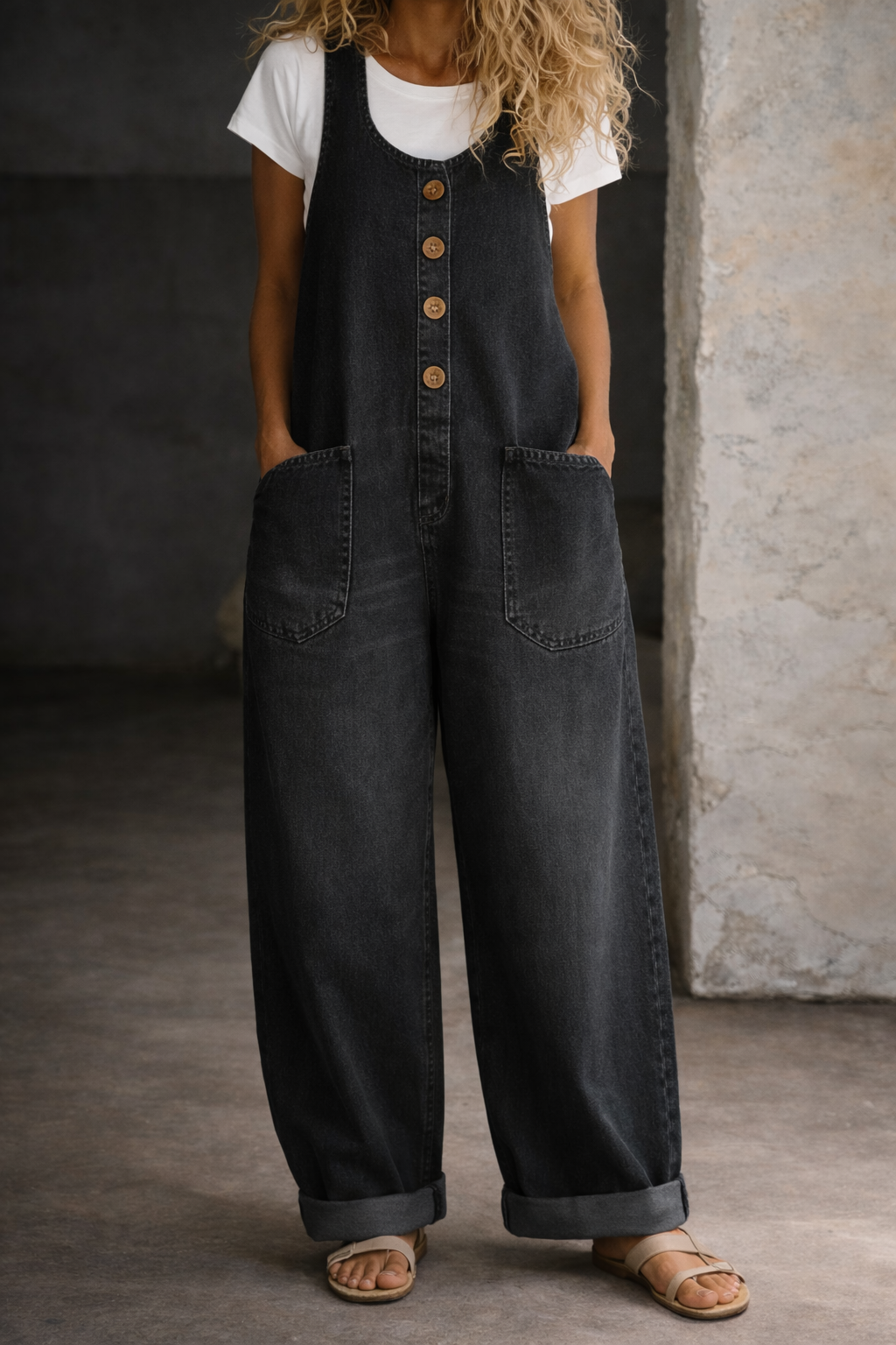 Zariyah | Vintage Washed Cotton Denim Overalls