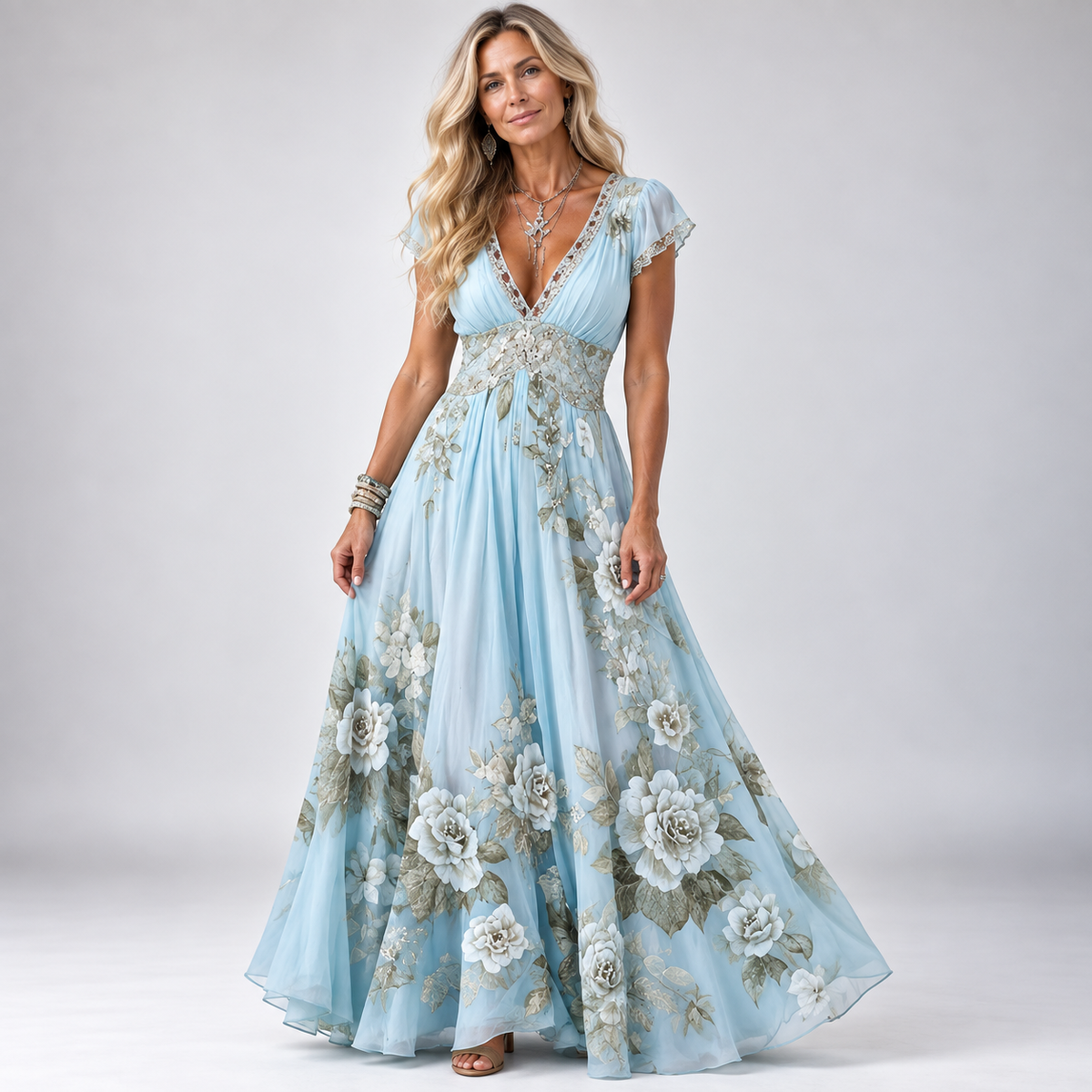 Marisela | Short-Sleeved Maxi Dress