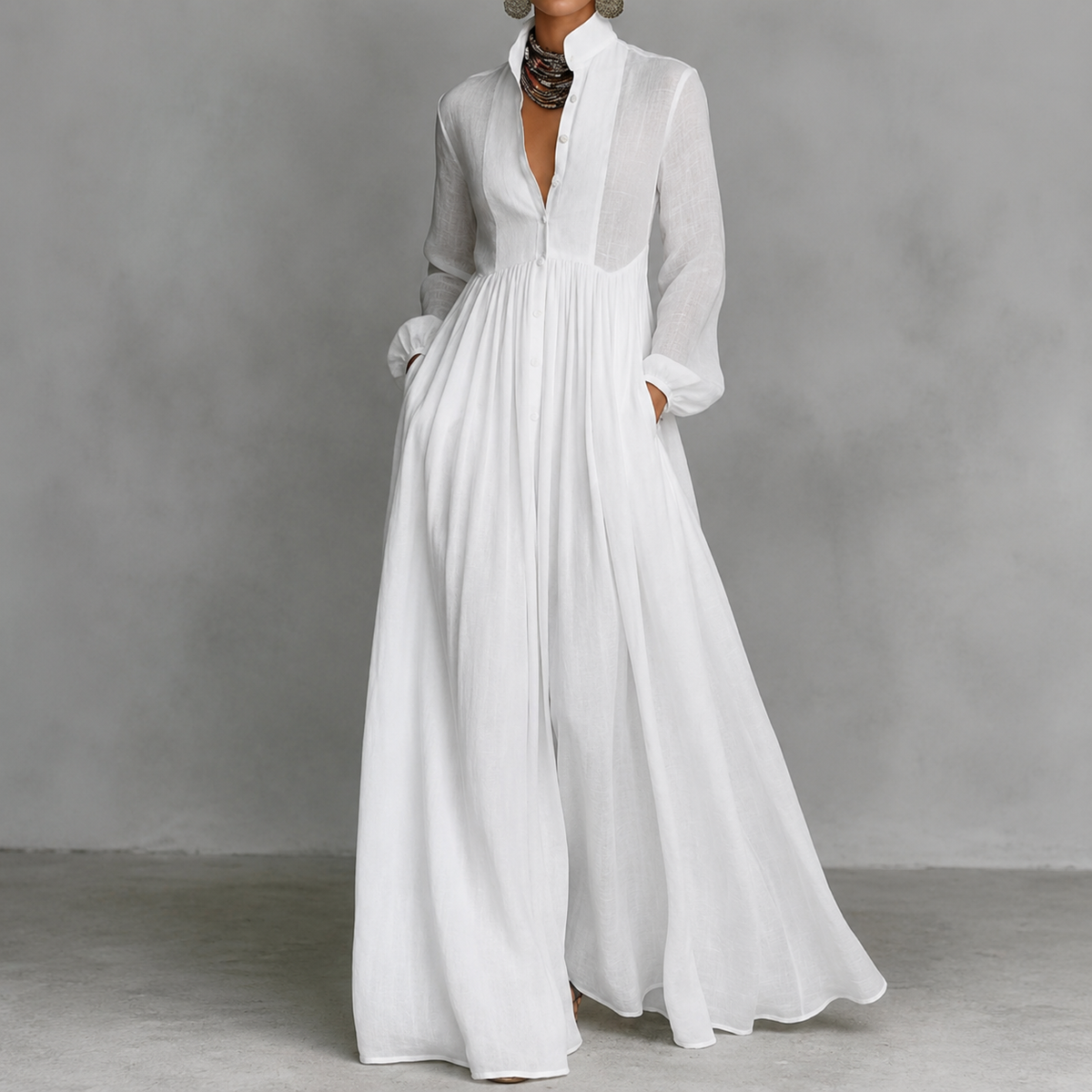 Serena | Flowing Button-Front Maxi Dress
