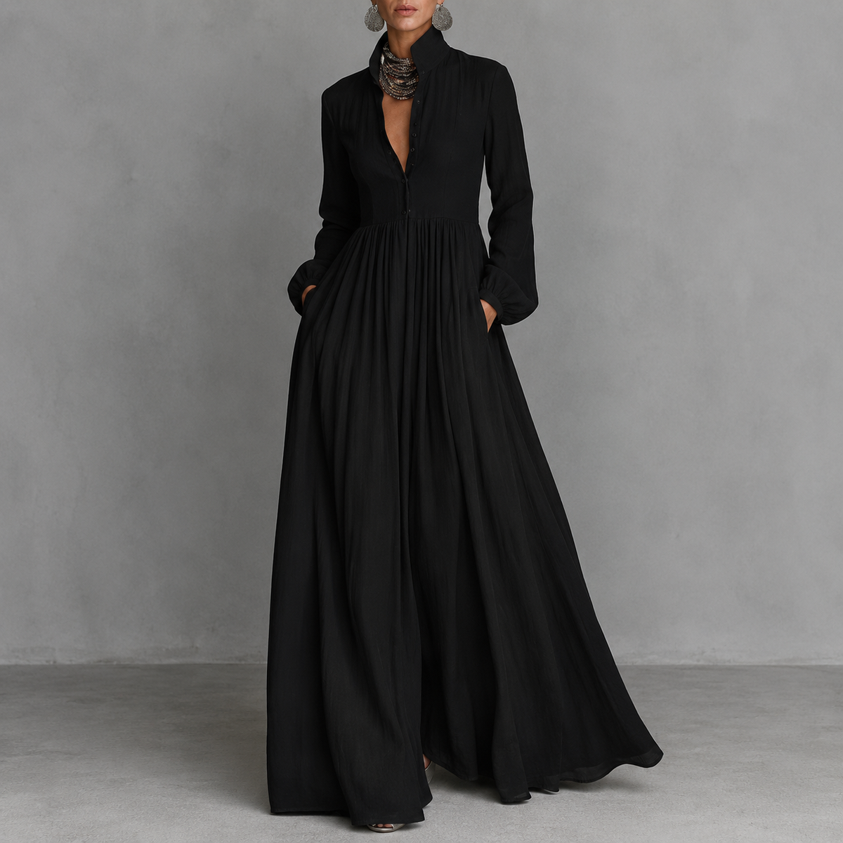 Serena | Flowing Button-Front Maxi Dress