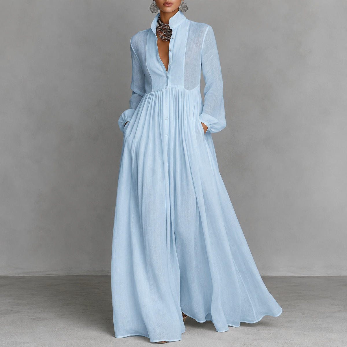 Serena | Flowing Button-Front Maxi Dress