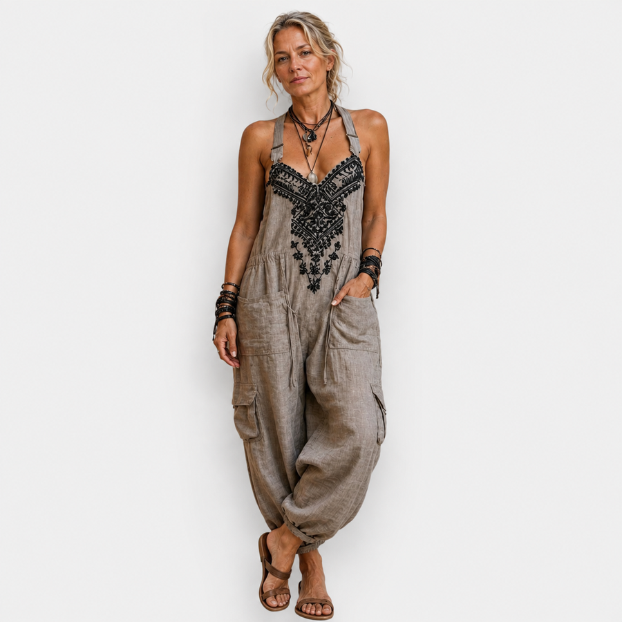 Marina | Embroidered Wide-Leg Jumpsuit