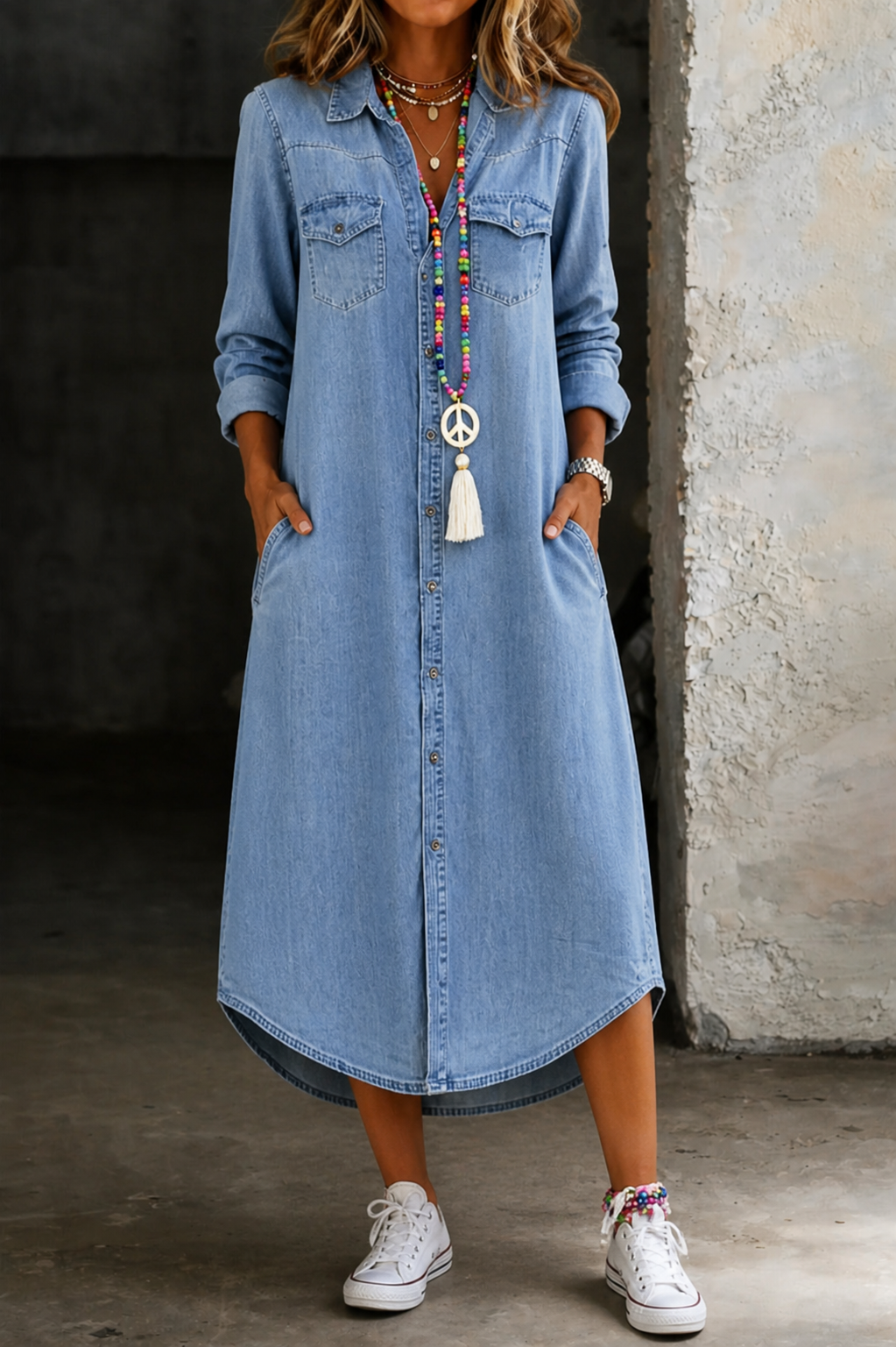 Andi | Casual Elegant Long Denim Shirt Dress