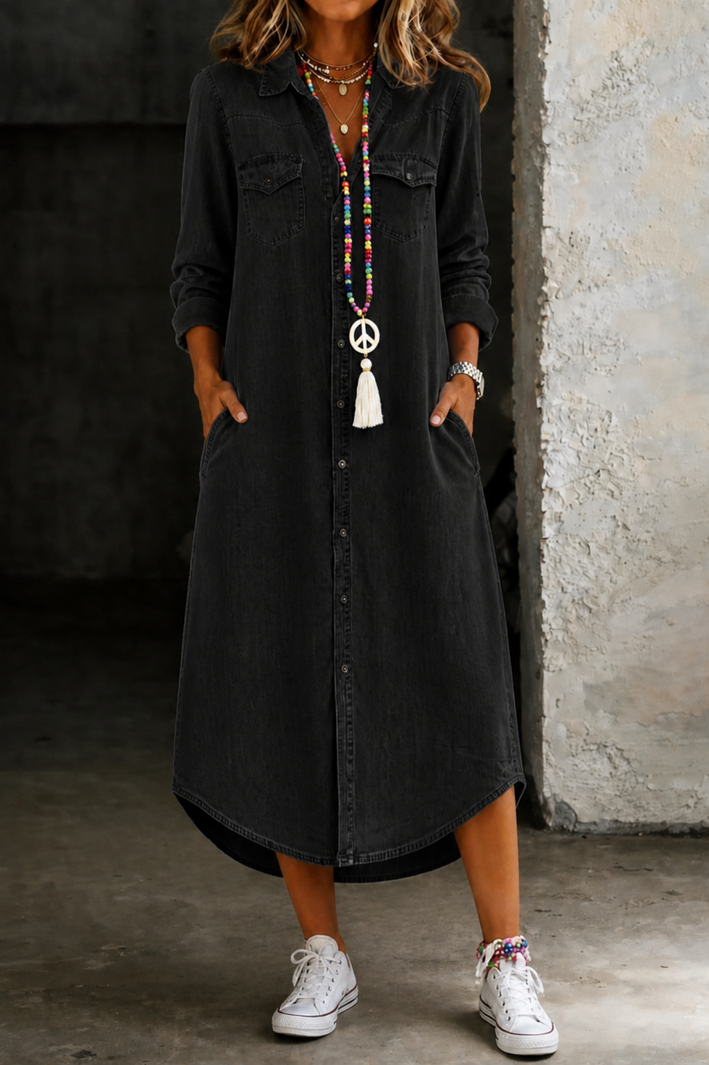 Andi | Casual Elegant Long Denim Shirt Dress