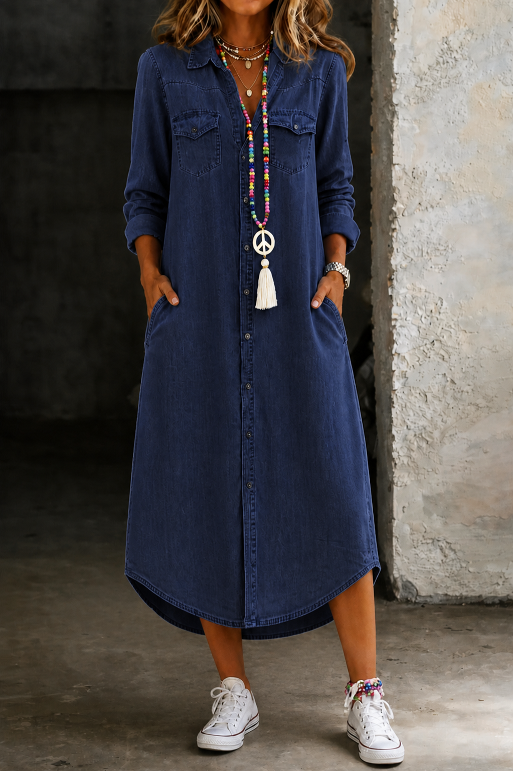 Andi | Casual Elegant Long Denim Shirt Dress