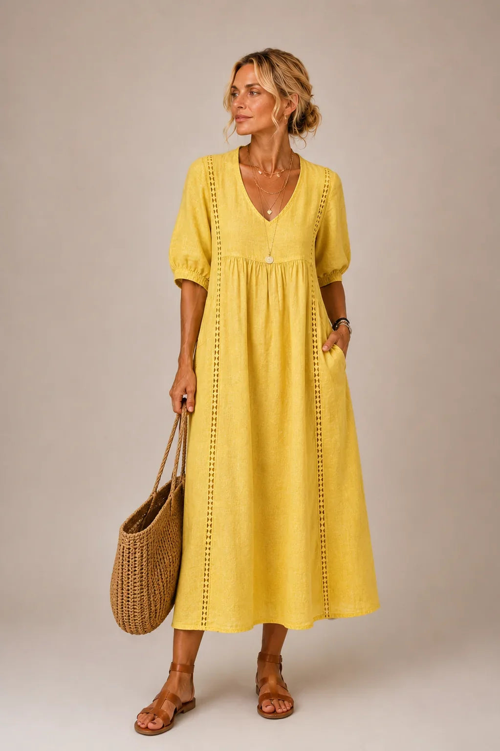 Angel™ Comfortable Lace Linen Dress