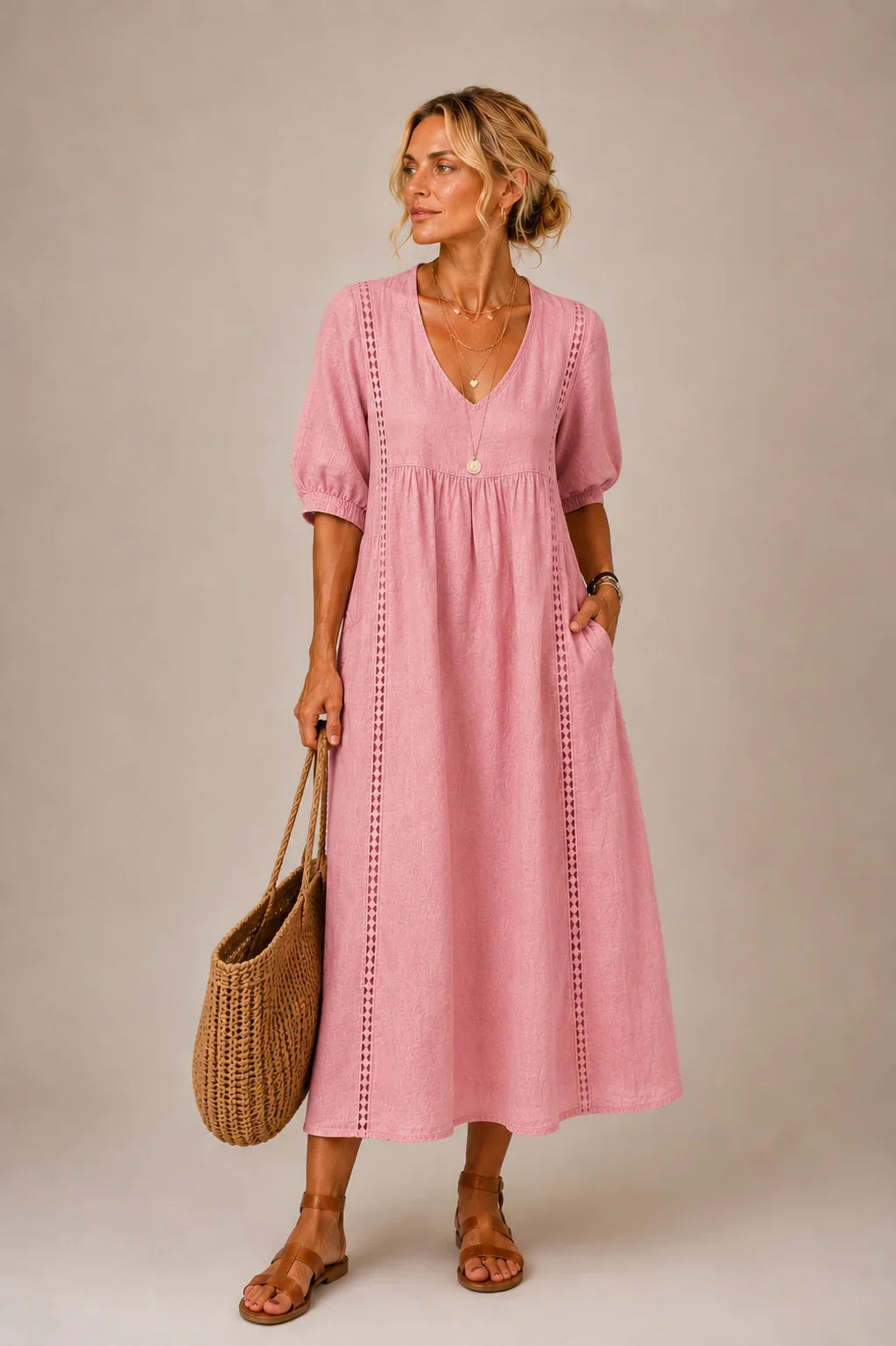 Angel™ Comfortable Lace Linen Dress