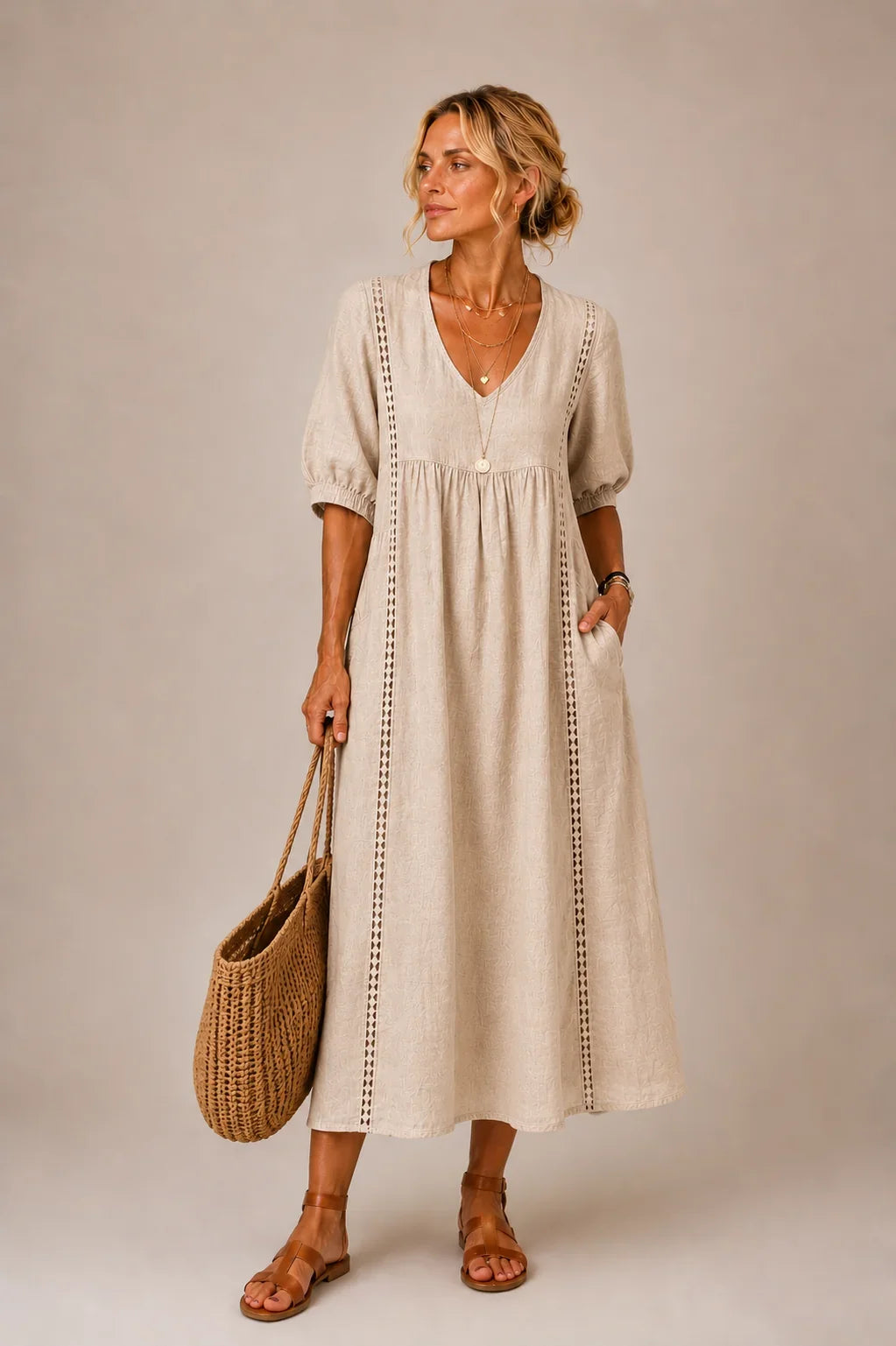 Angel™ Comfortable Lace Linen Dress