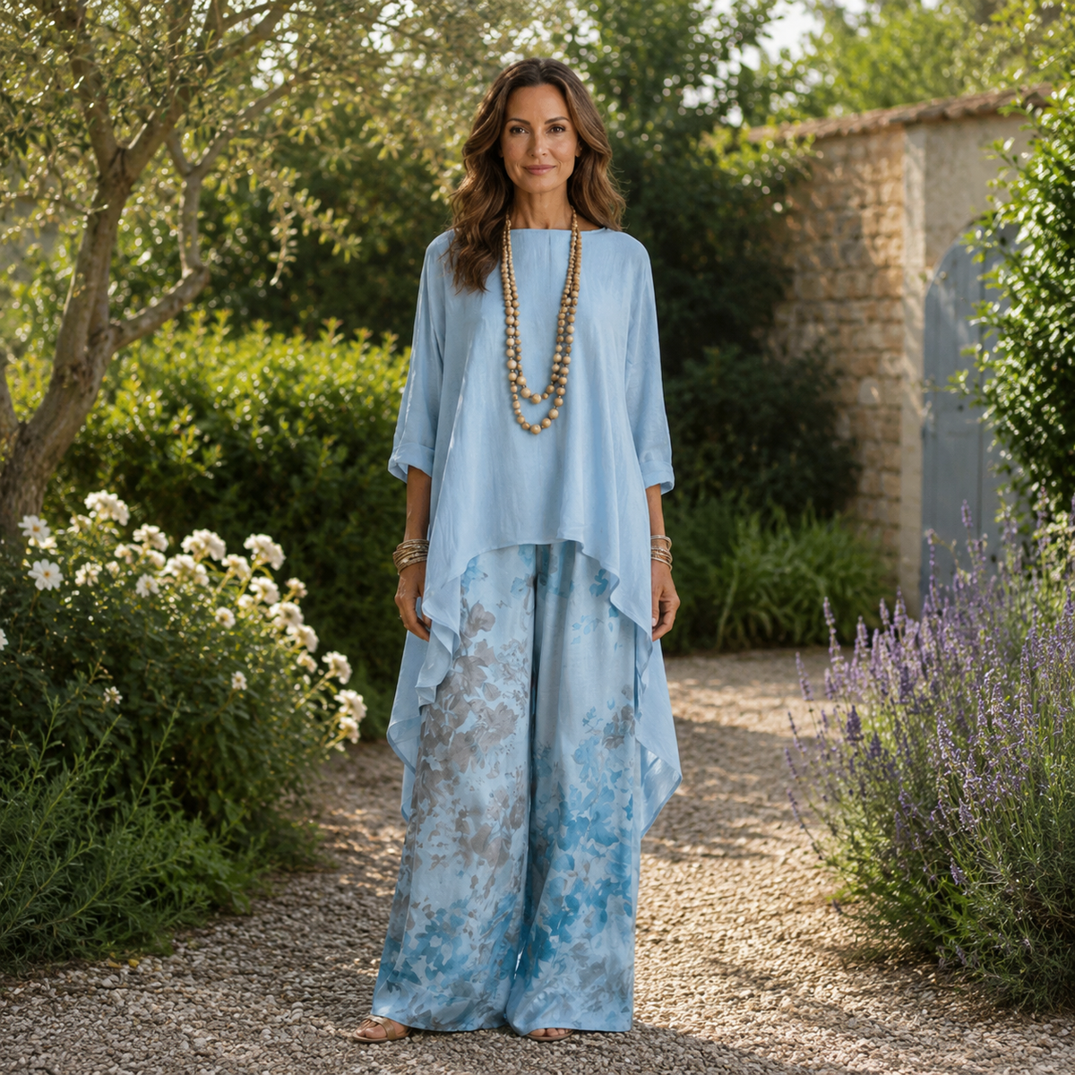 Cariola | Silk Two-Piece Set with Asymmetric Tunic