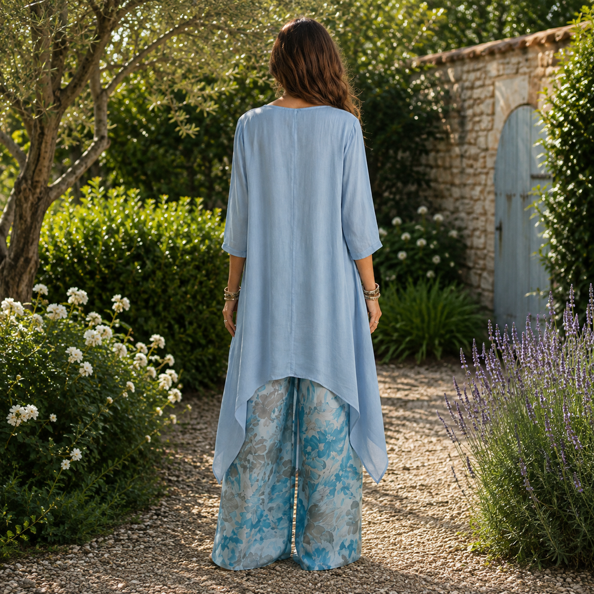 Cariola | Silk Two-Piece Set with Asymmetric Tunic