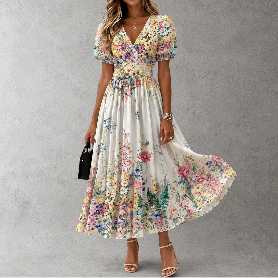 Chloe | Short Sleeve Floral Maxi Dress