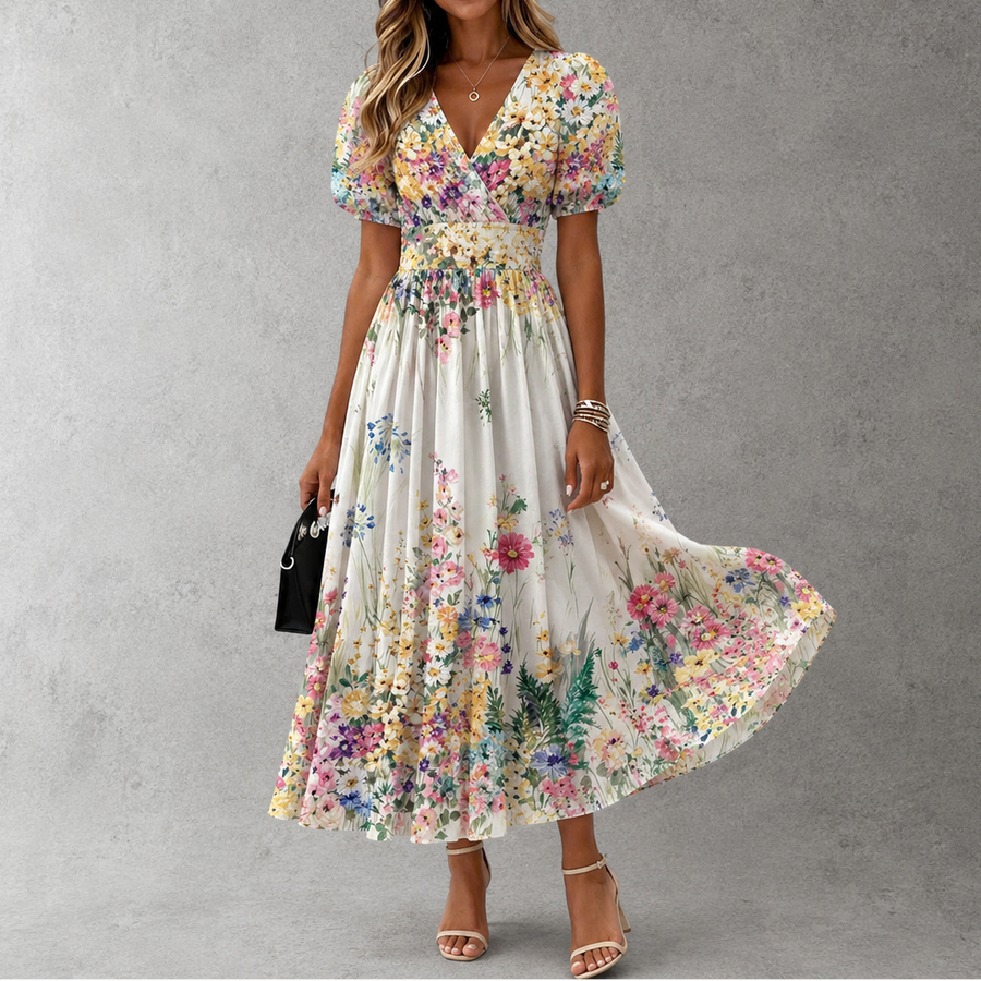 Chloe | Short Sleeve Floral Maxi Dress