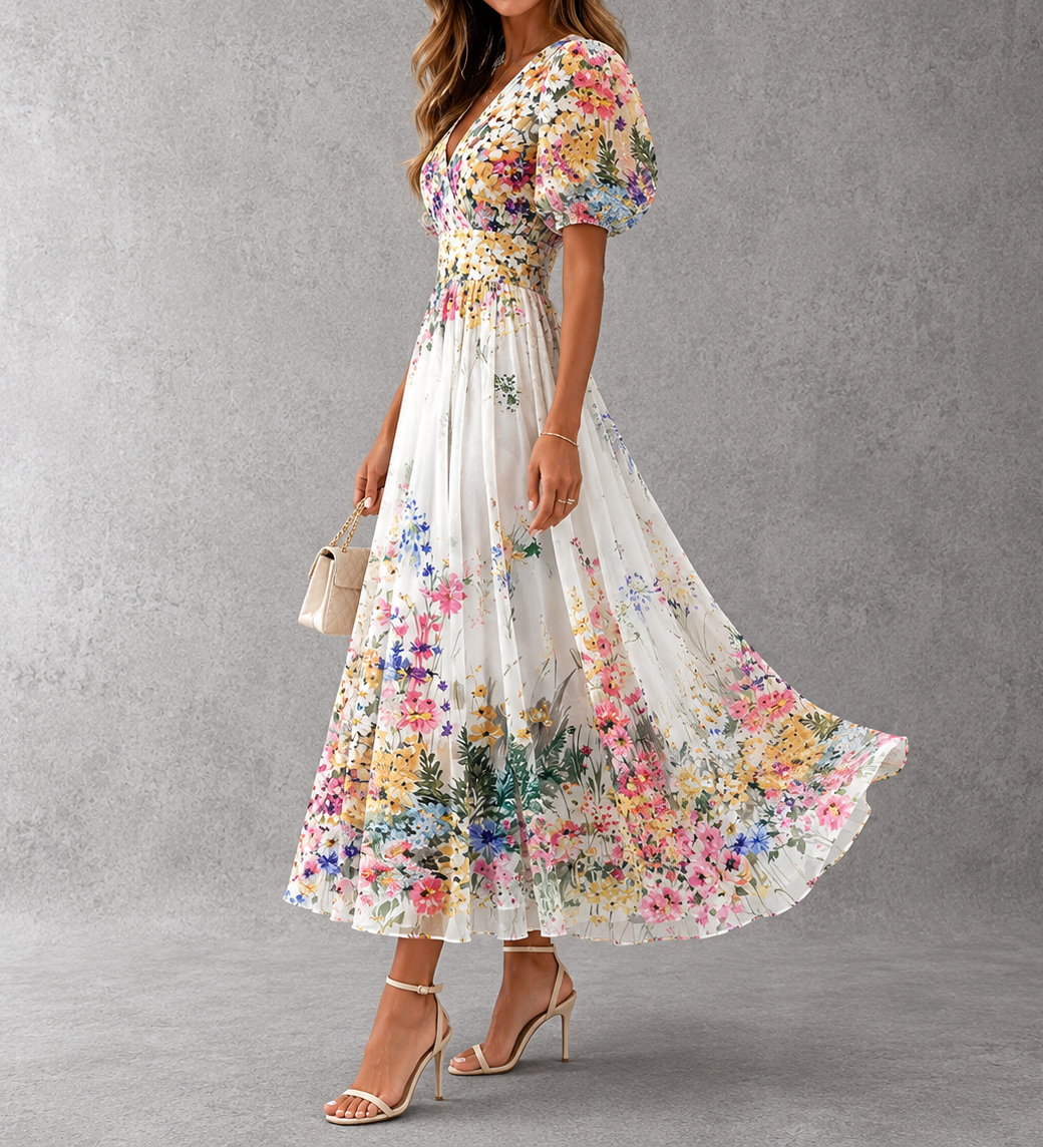 Chloe | Short Sleeve Floral Maxi Dress