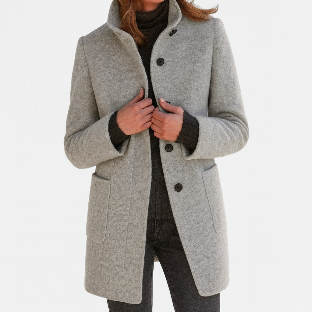 Adele™ High Collar Wool Blend Jacket