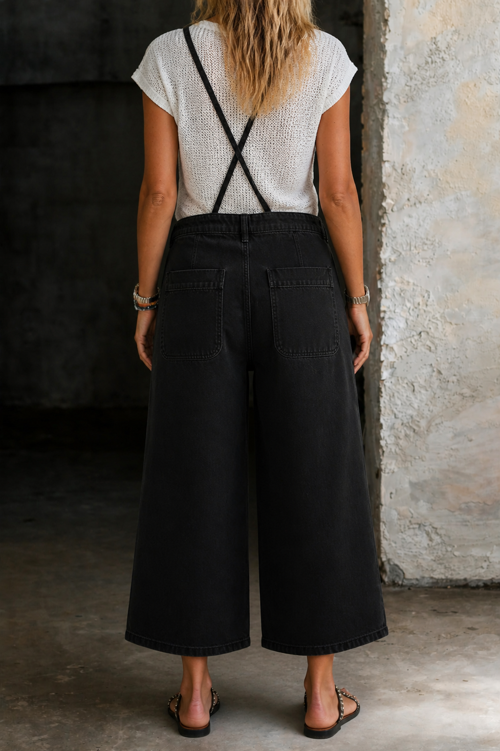 Indie | Wide Leg Suspender Jumpsuit