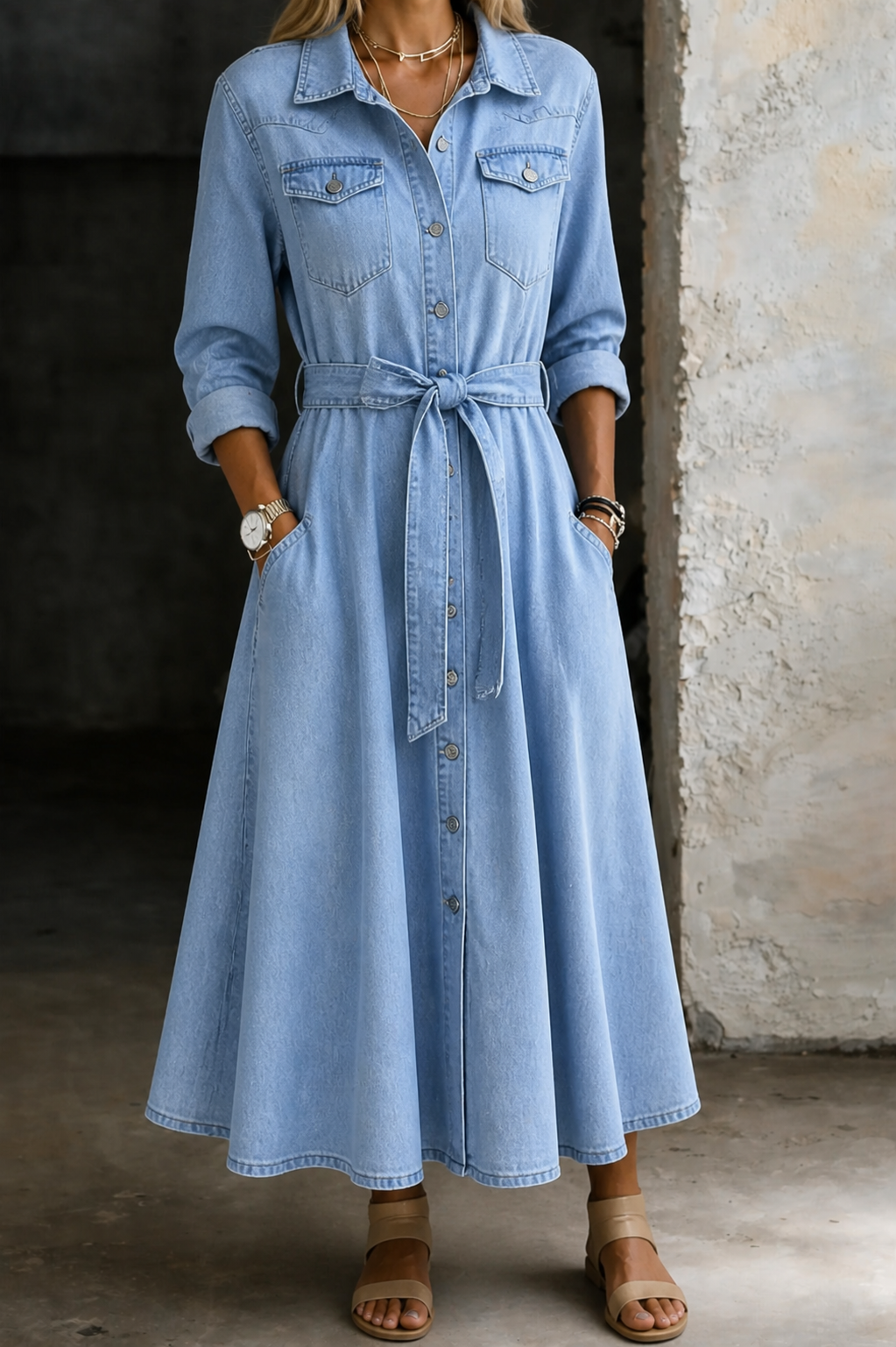 Alondra | Long Sleeve Denim Dress