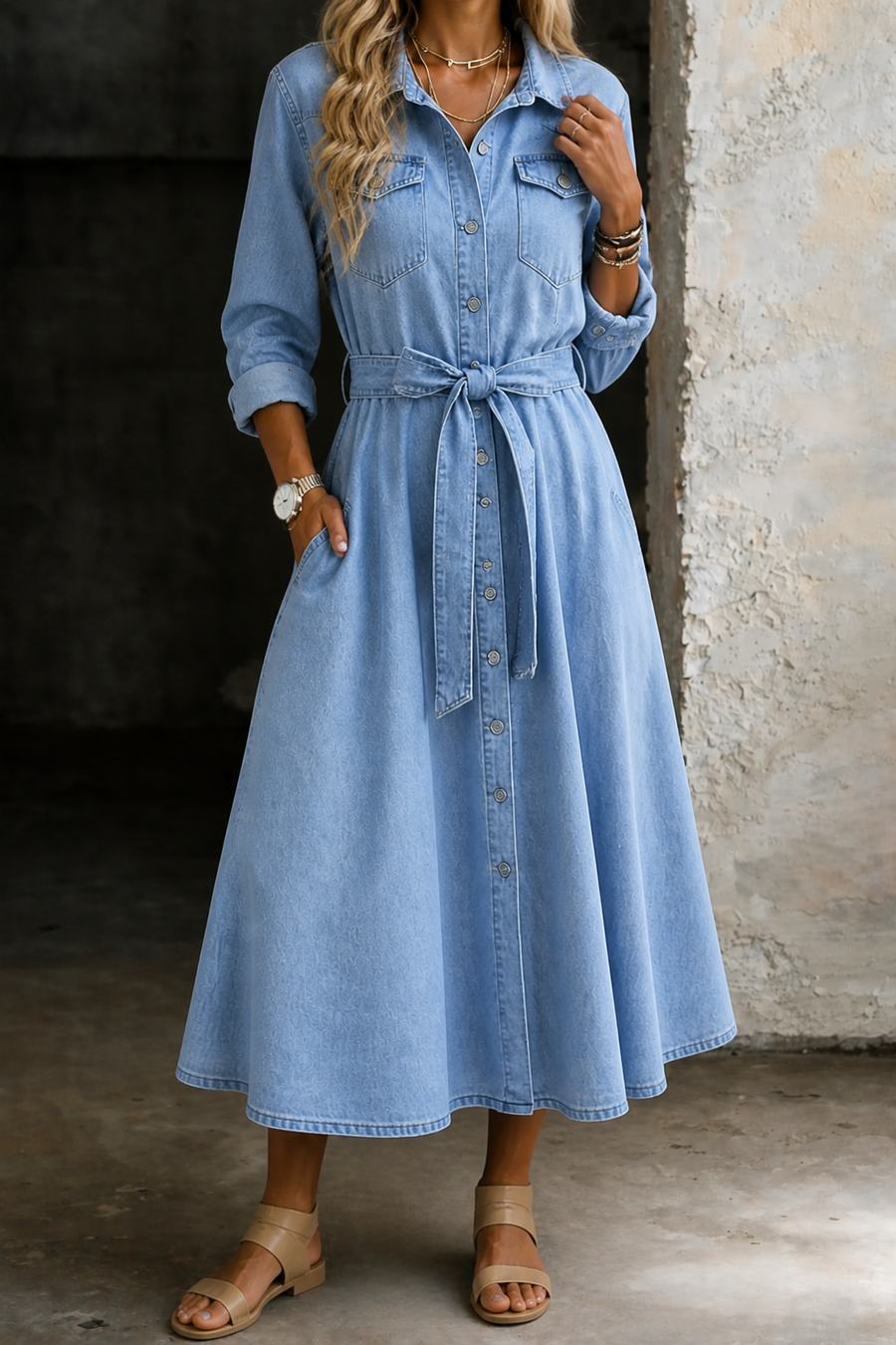 Alondra | Long Sleeve Denim Dress