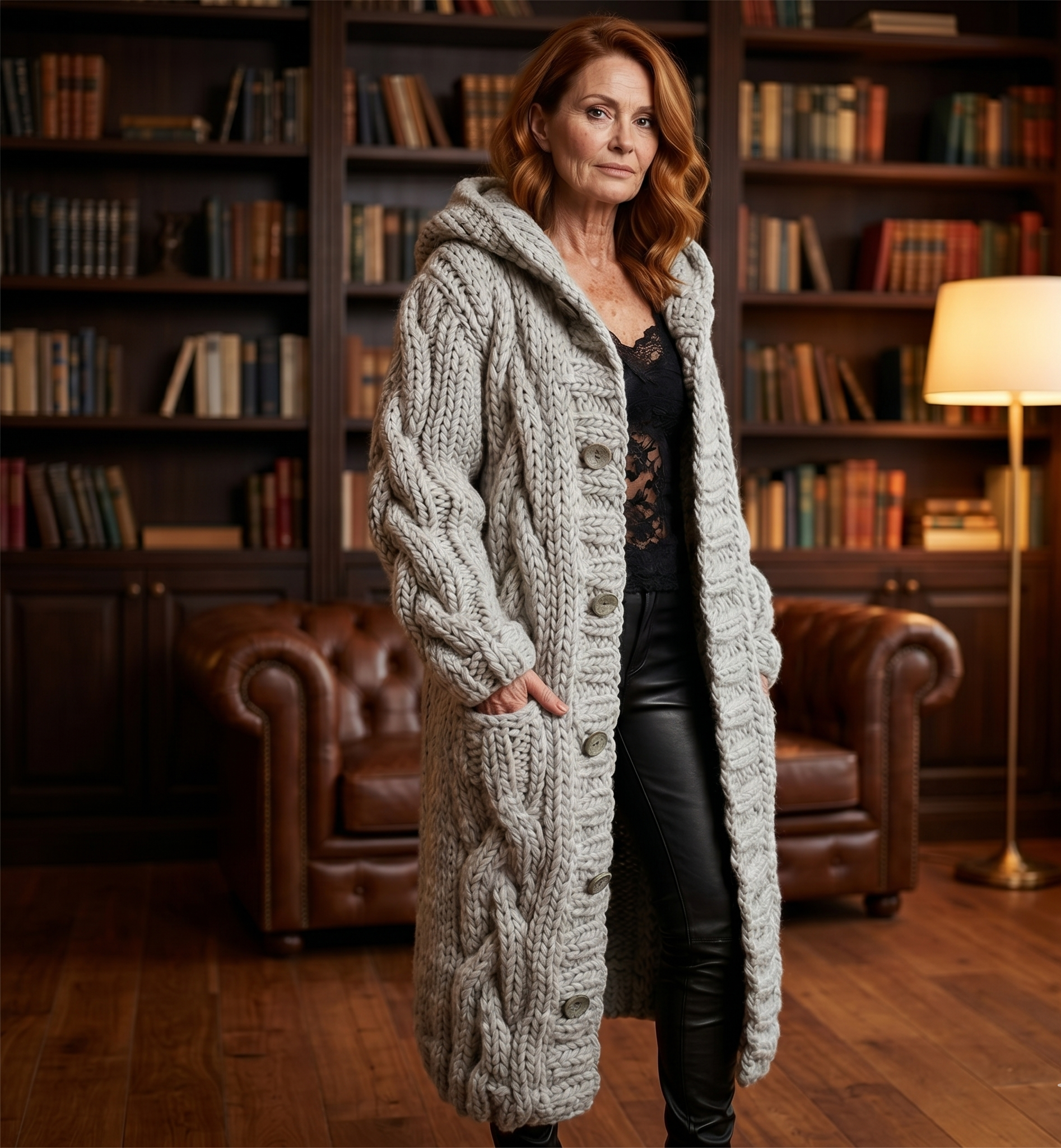 Alessia™ Elegant Cable Knit Coat
