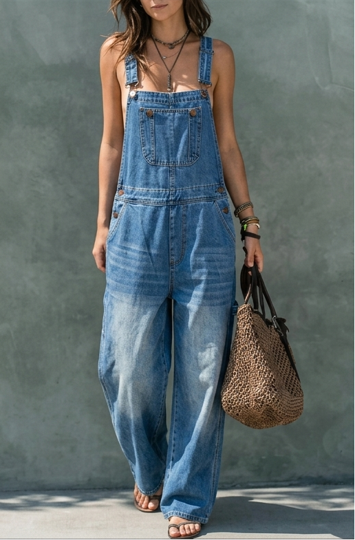 Gabrielle | Elastic Waist Denim Jumpsuit