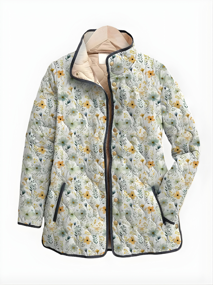 HATTIE™ | Enchanting Floral Print Quilted Jacket