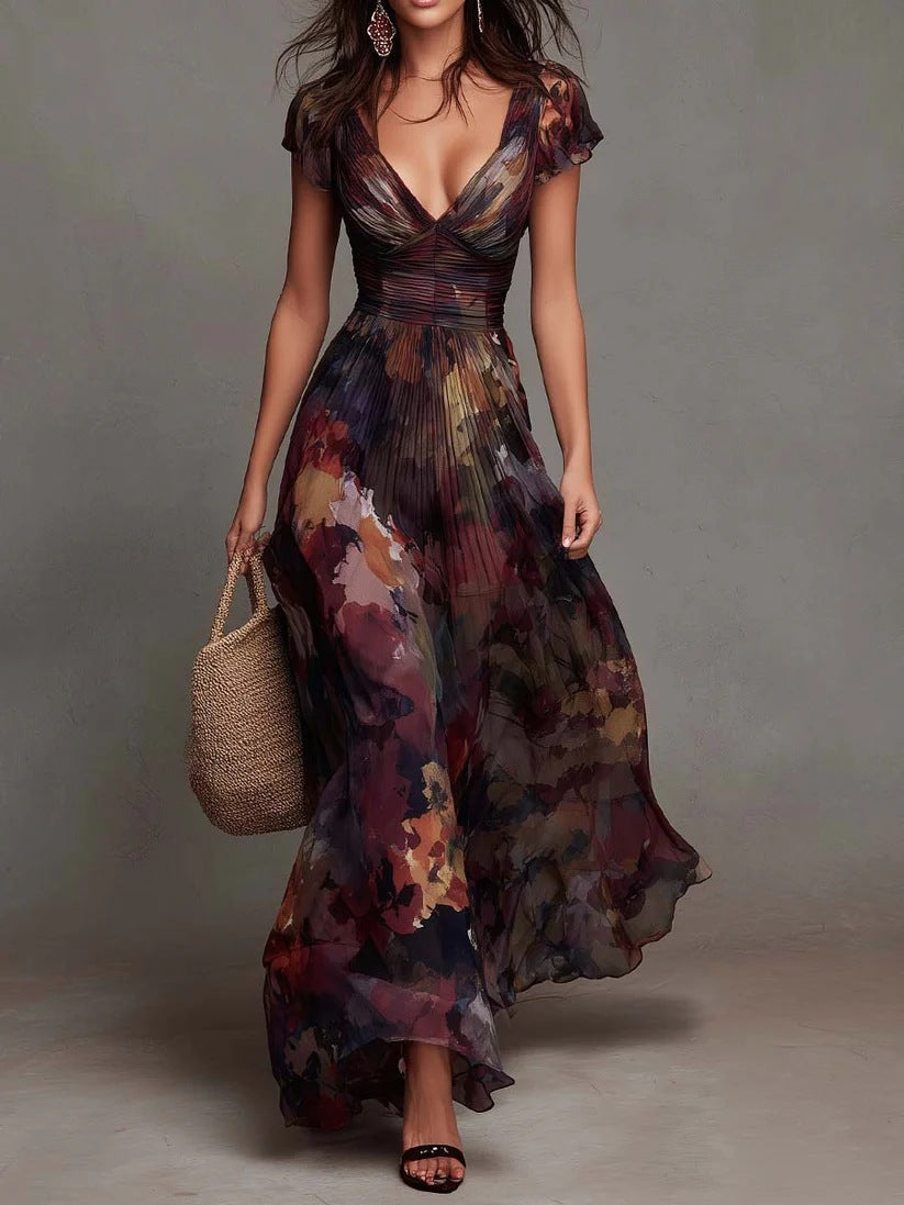 Camellia | Floral Pleated Maxi Dress