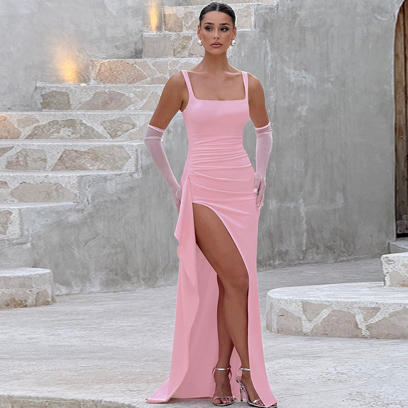 Livia™ Elegant Formal Slip Maxi Dress with Open Back