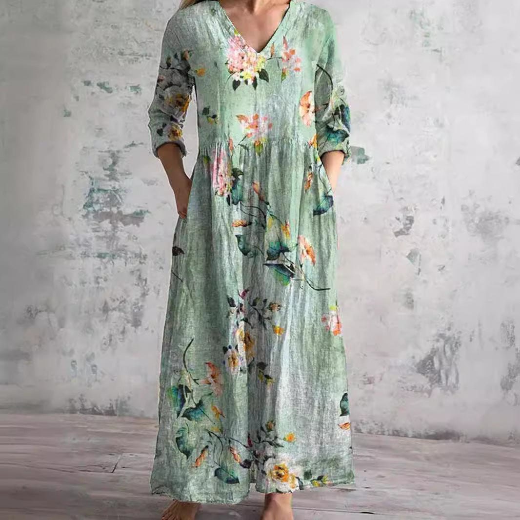 Floral V-Neck Dress Women |  Lightweight Day Dress