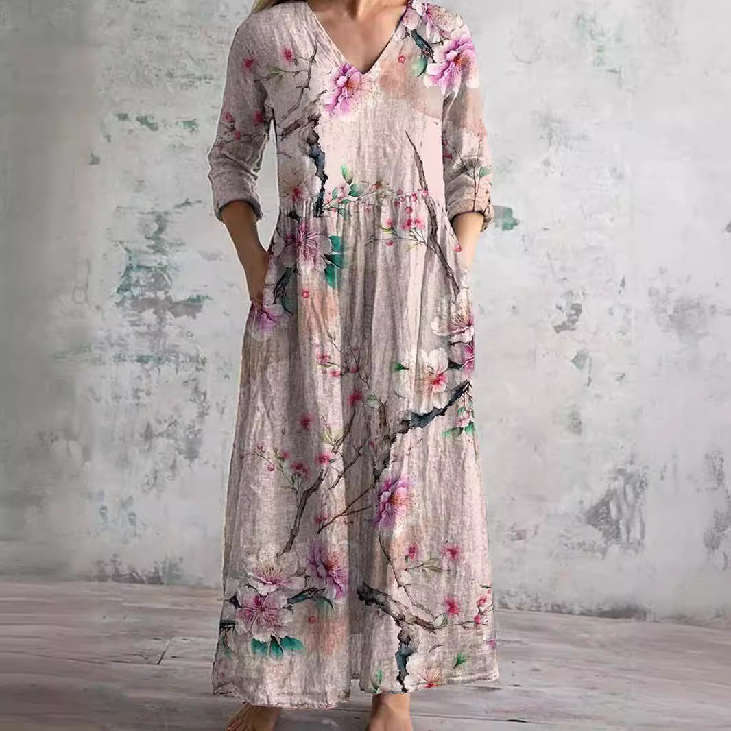 Floral V-Neck Dress Women |  Lightweight Day Dress
