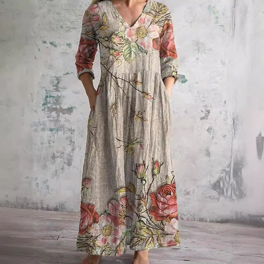Floral V-Neck Dress Women |  Lightweight Day Dress