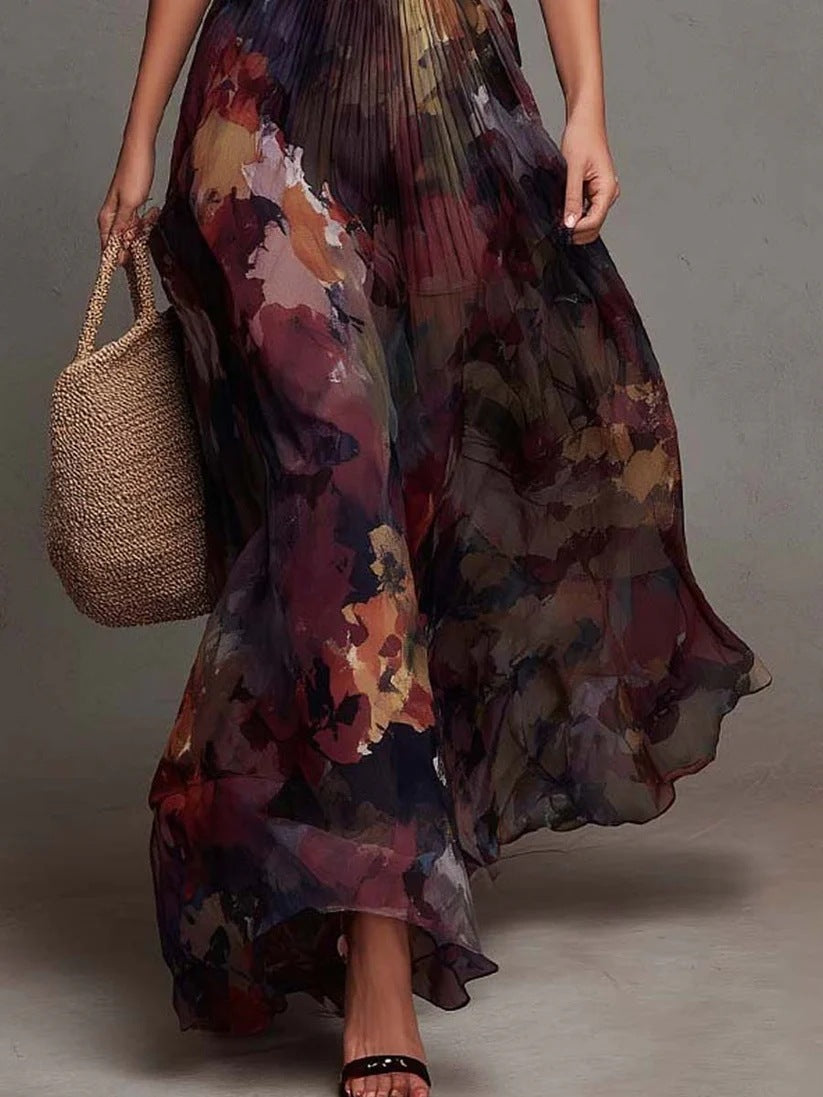 Camellia | Floral Pleated Maxi Dress