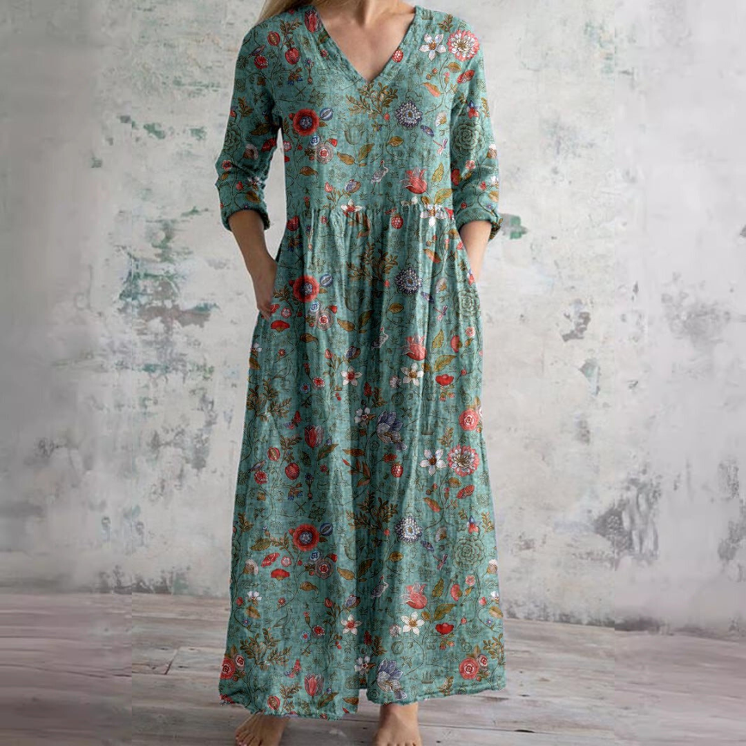 Floral V-Neck Dress Women |  Lightweight Day Dress