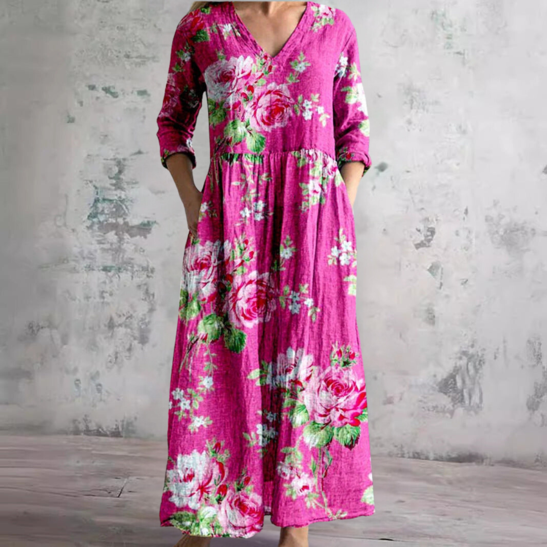 Floral V-Neck Dress Women |  Lightweight Day Dress